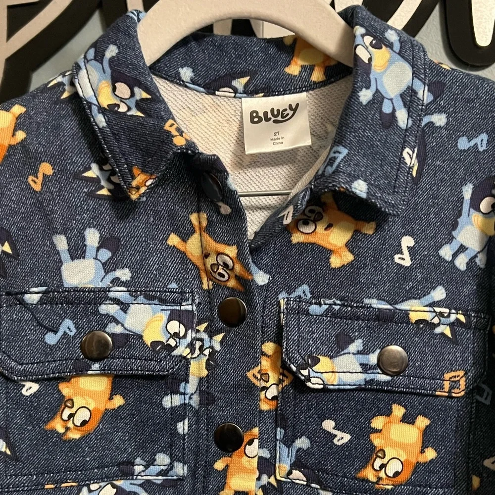 Bluey and Bingo Navy Button Up Jacket NWT 2T